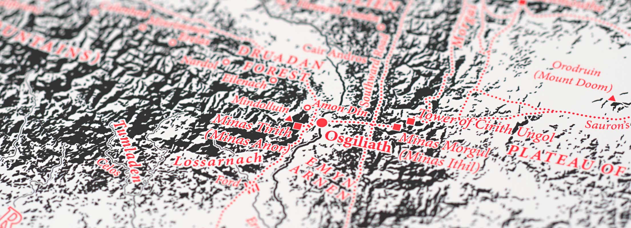 Detail of the printed Beleriand & Middle‑earth Classic Map showing Osgiliath