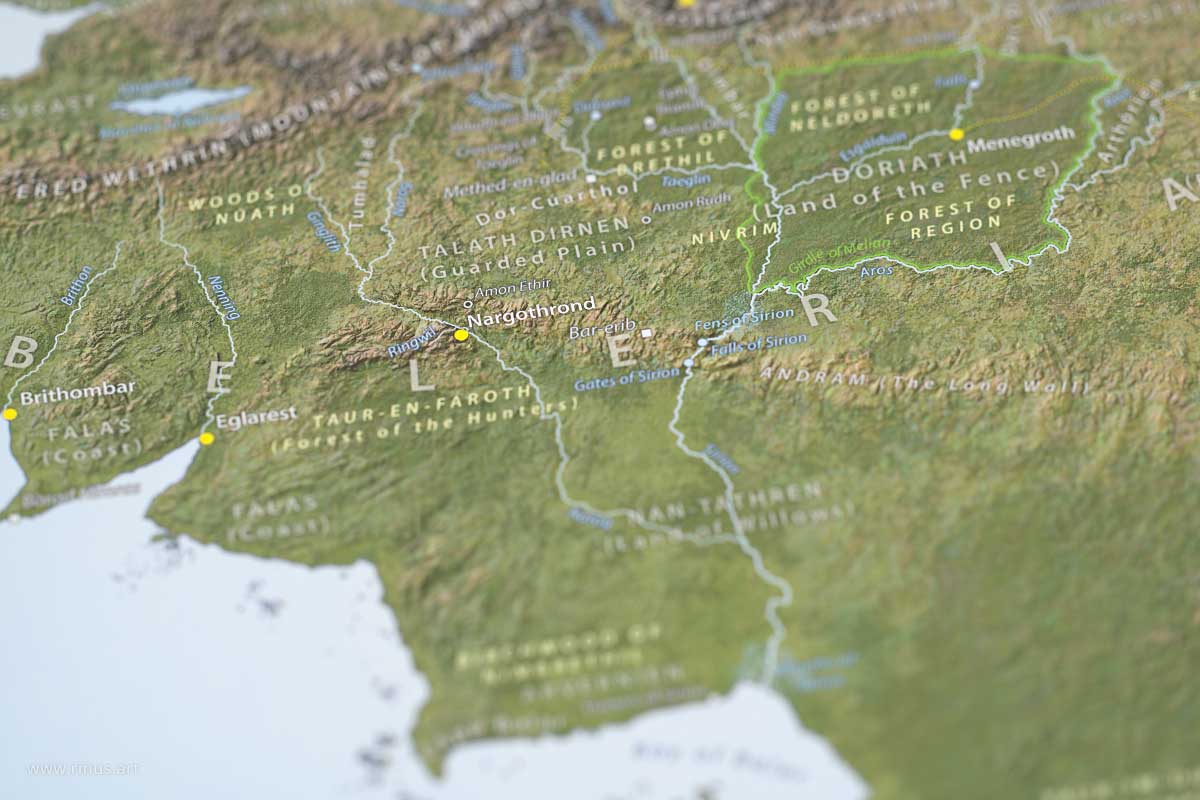 Detail of Nargothrond on the Beleriand Map Limited Edition print by Rinus