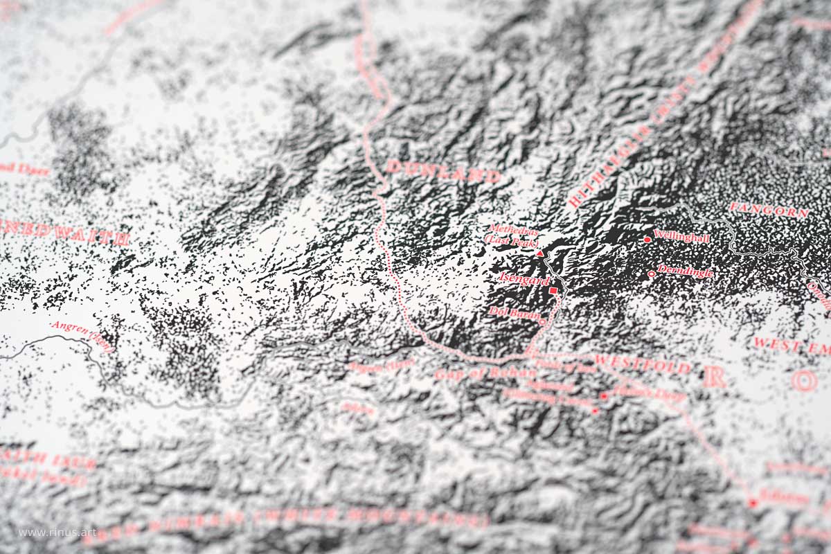 Detail of Isengard on the Beleriand & Middle-earth Classic Map Limited Edition print by Rinus