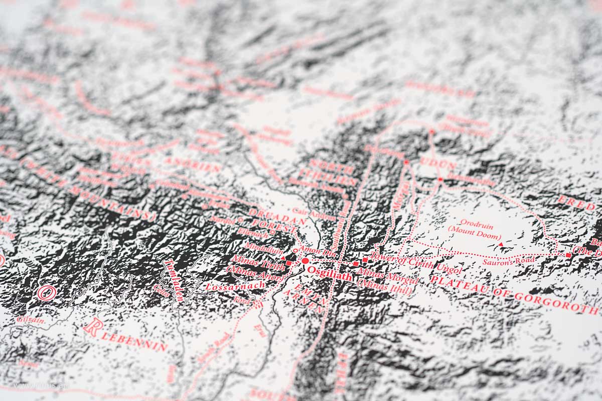 Detail of Osgiliath on the Beleriand & Middle-earth Classic Map Limited Edition print by Rinus