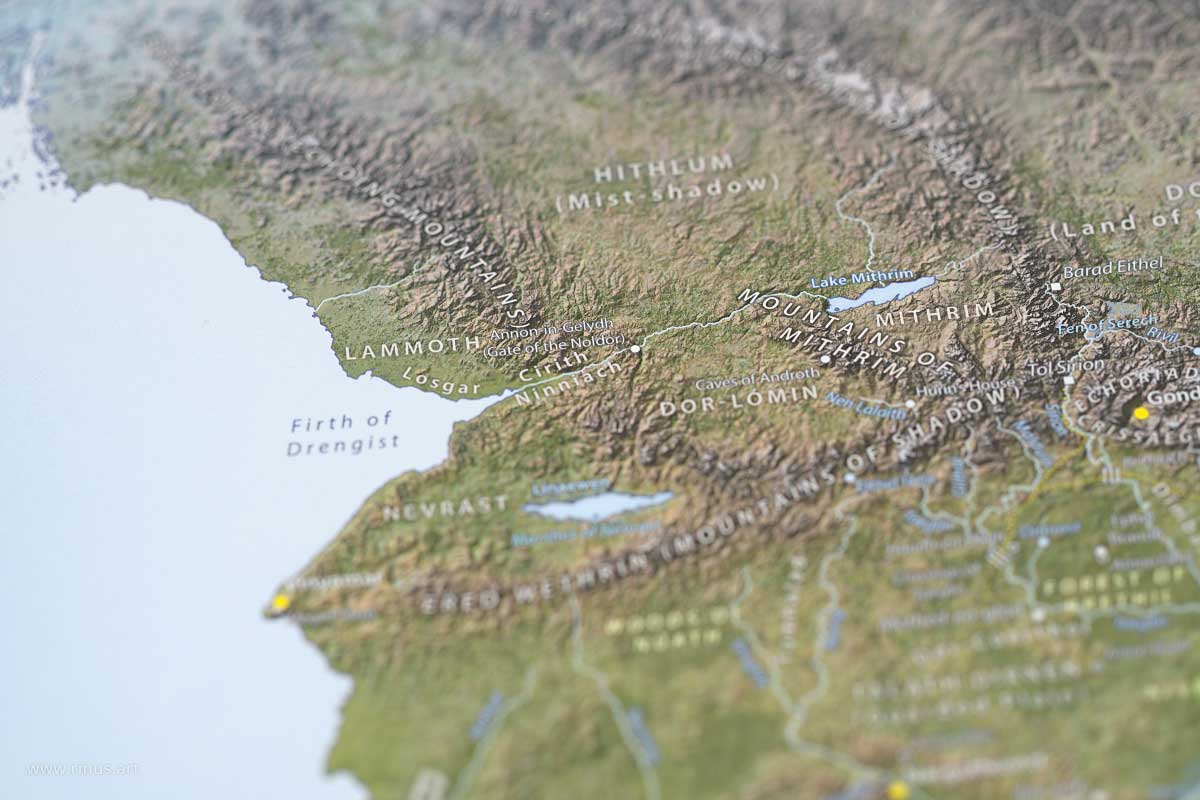 Detail of the Gate of the Noldor on the Beleriand & Middle-earth Map Limited Edition print by Rinus