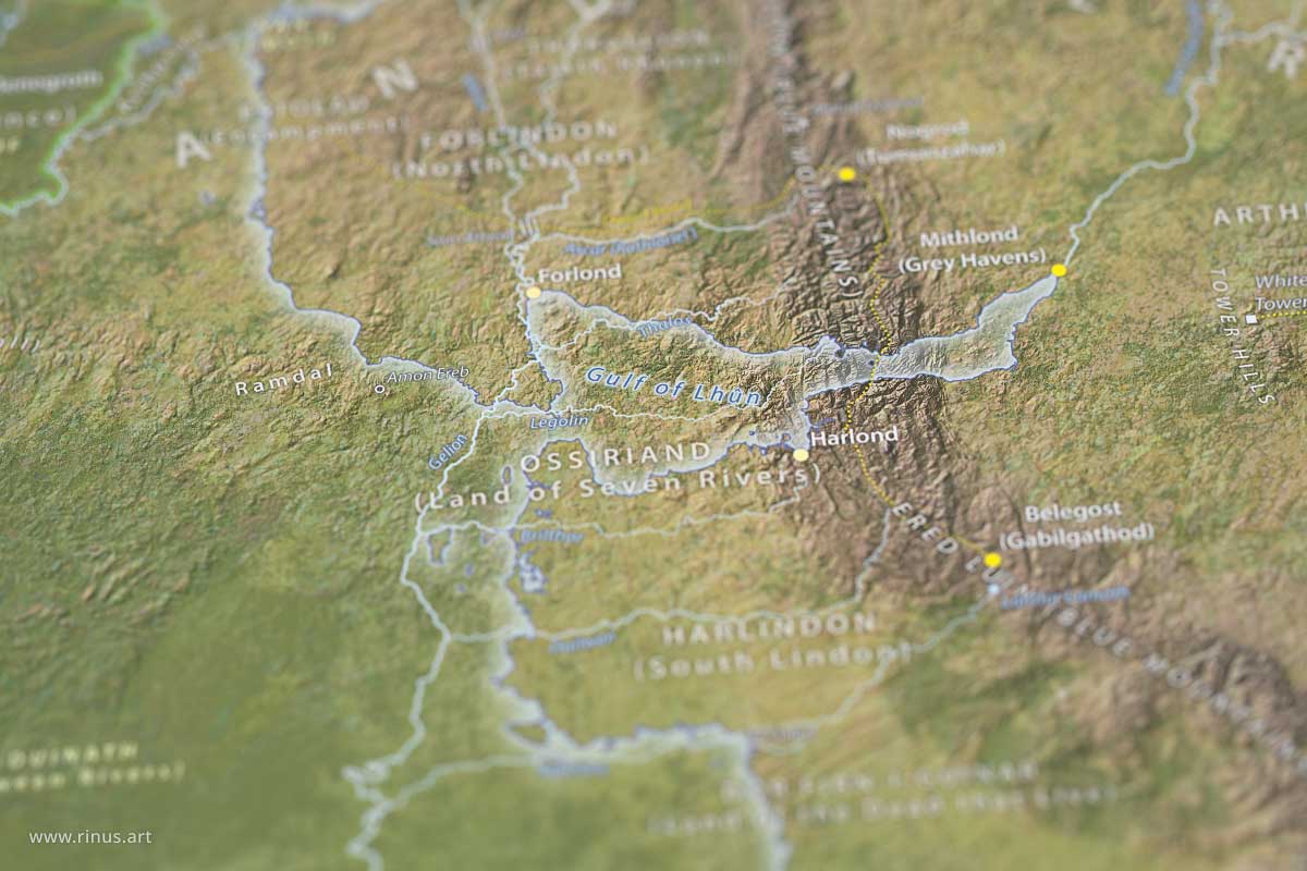Detail of the Gulf of Lhûn on the Beleriand & Middle-earth Map Limited Edition print by Rinus