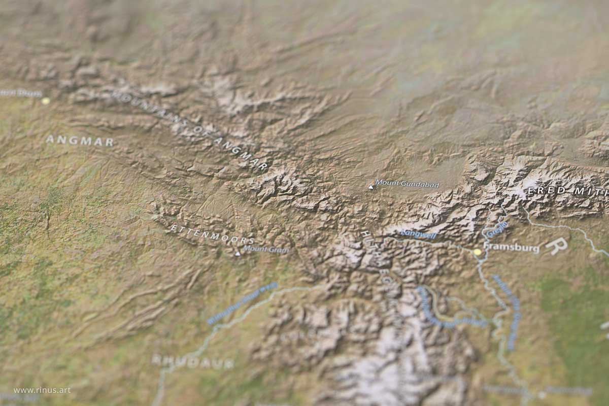 Detail of Mount Gundabad on the Beleriand & Middle-earth Map Limited Edition print by Rinus