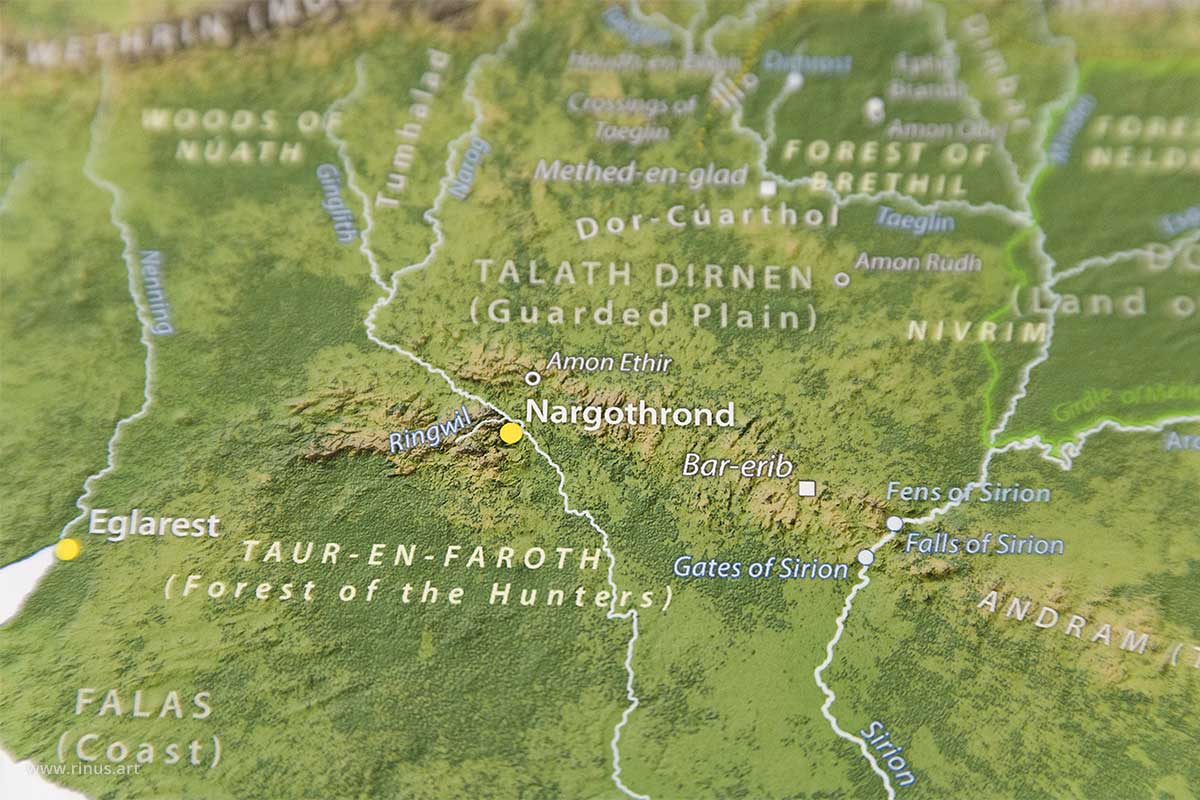 Beleriand Map Limited Edition showing Nargothrond