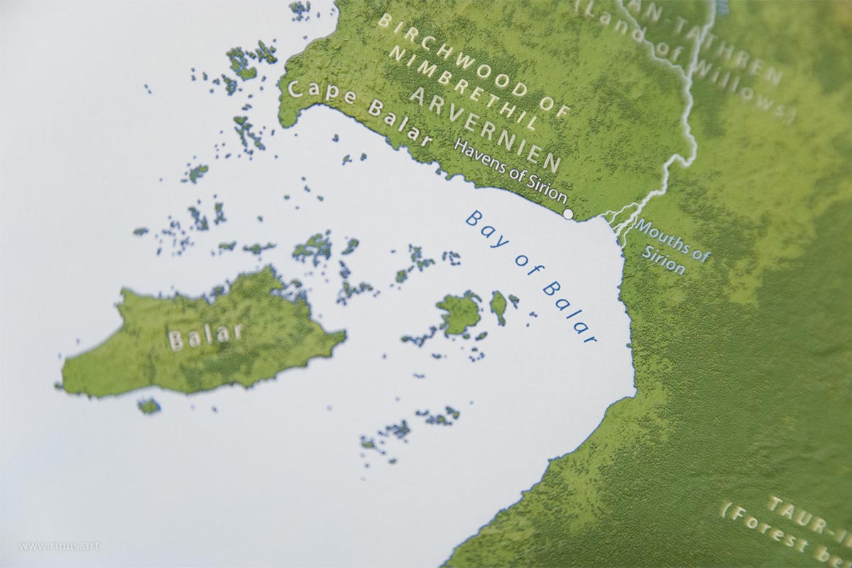 Beleriand Map Regular Edition showing the Bay of Balar