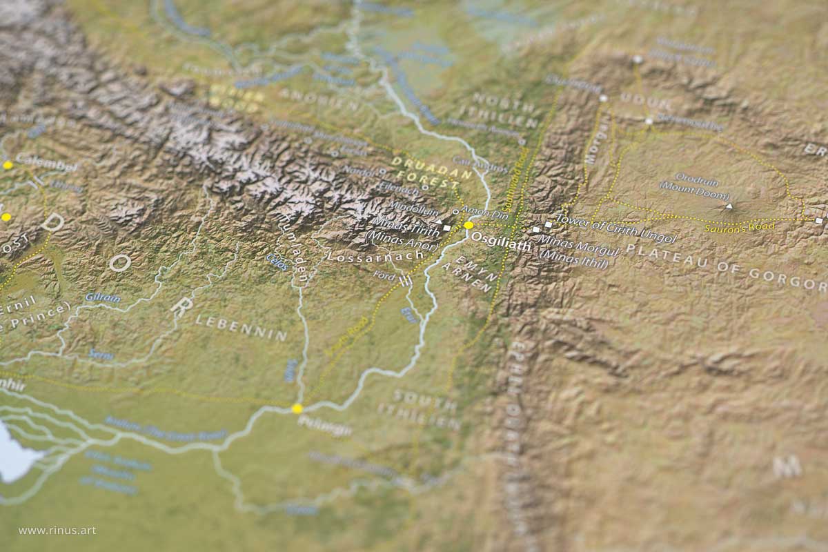 Detail of Osgiliath on the Middle-earth Map Limited Edition print by Rinus