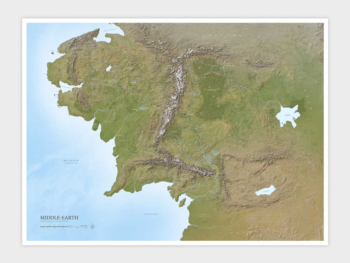 Middle-earth Map Limited Edition print by Rinus showing the full map
