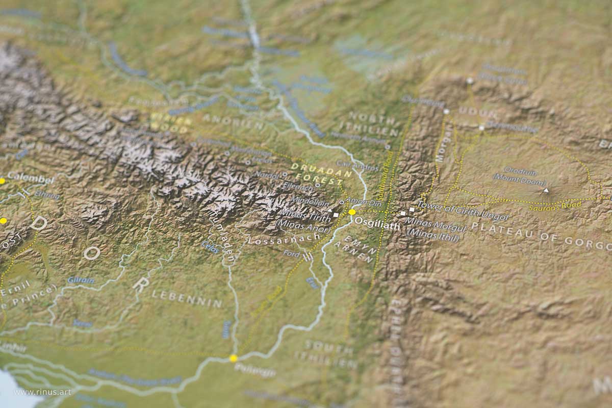Detail of Osgiliath on the Middle-earth Map Regular Edition poster by Rinus
