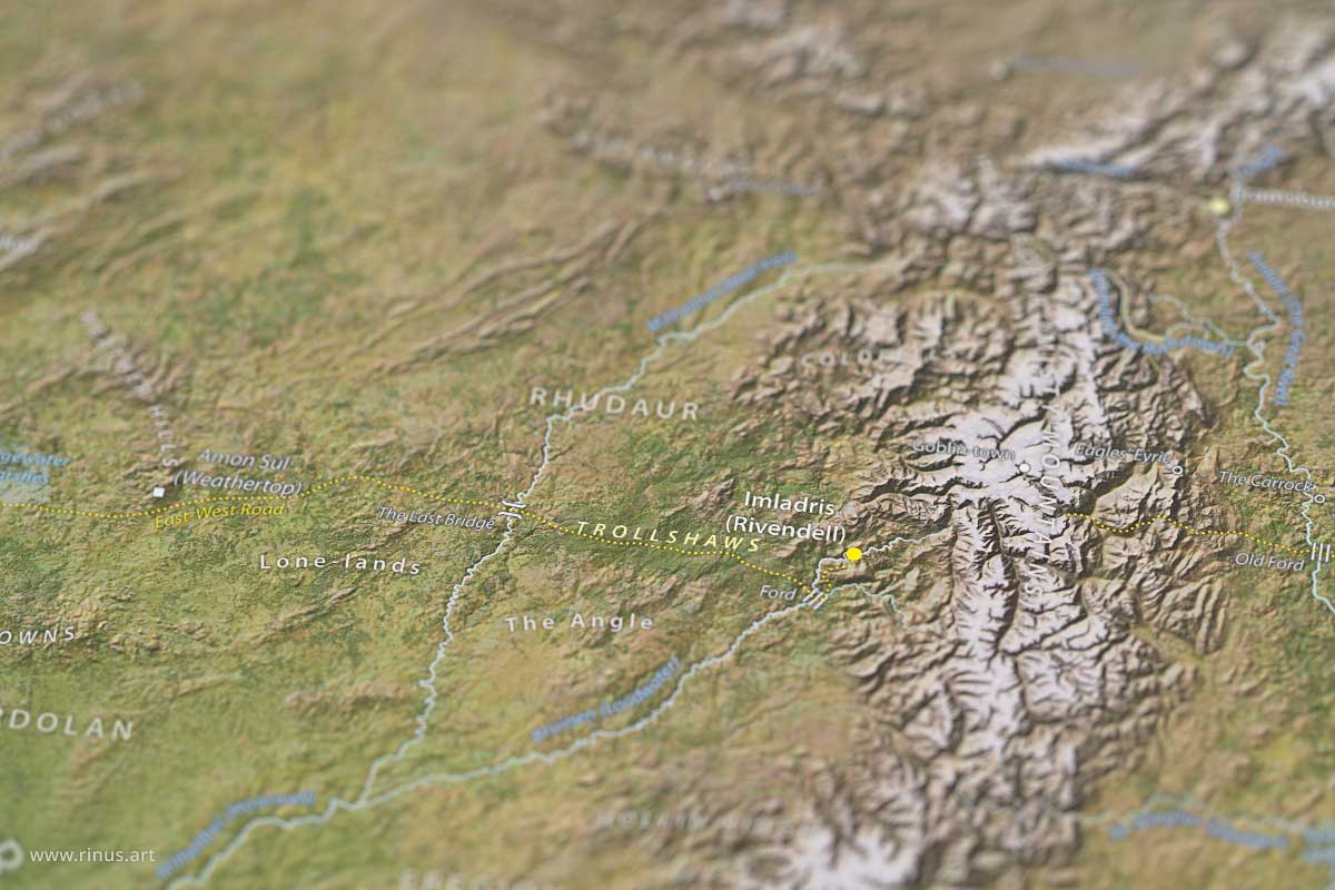 Detail of Rivendell on the Middle-earth Map Regular Edition poster by Rinus