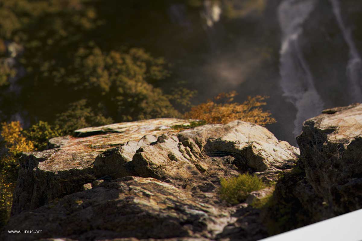 Detail of limestone rocks in the Rivendell Art Print Limited Edition by Rinus