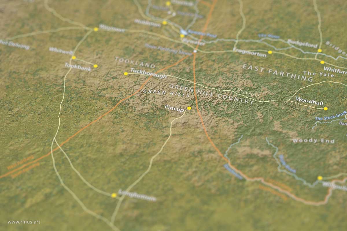 Detail of Pincup on The Shire Map Limited Edition print by Rinus